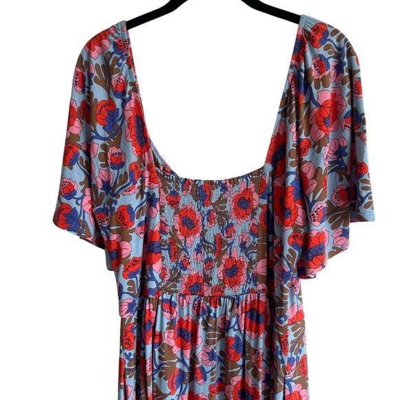 Boden Smock Detail Jersey Maxi Dress, Dusty Blue Terrace Bud, Size 10 - Picture 9 of 11